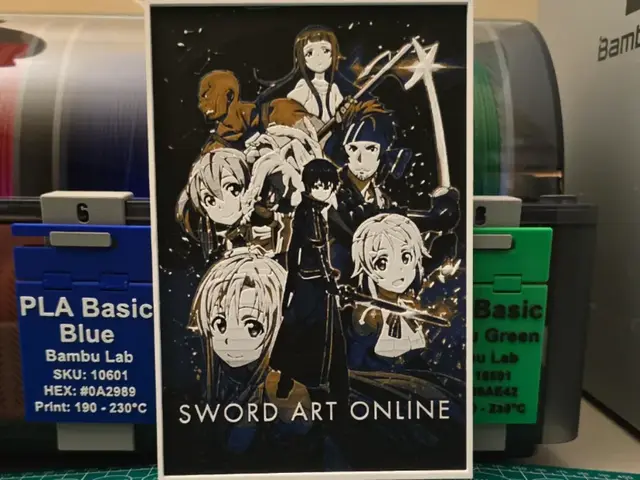 HueForge model: Sword Art Online Anime Poster - Hueforge Art by Lumpy3D