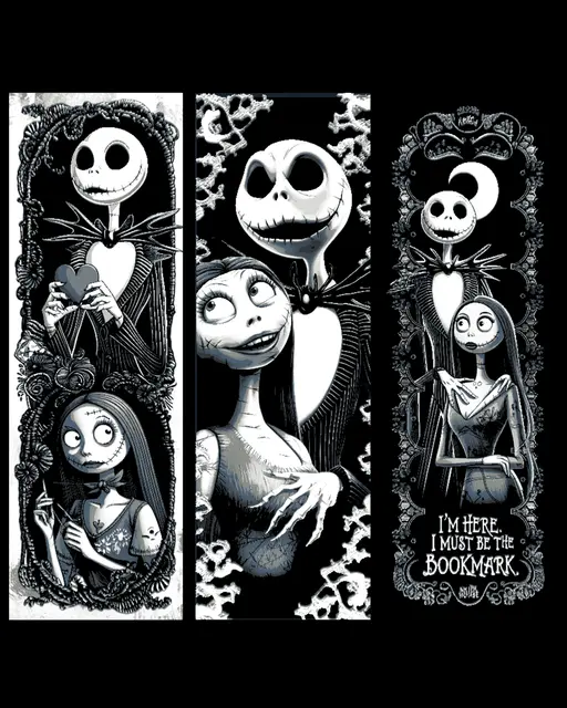 HueForge model: Jack and Sally bookmarks from Nightmare before Christmas - Fanart  by BooneCo3d