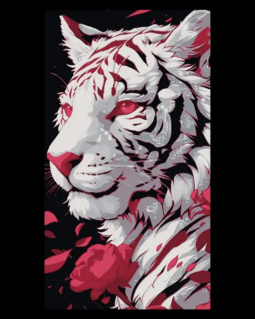 HueForge model: White Tiger among the roses - Hueforge art by BooneCo3d