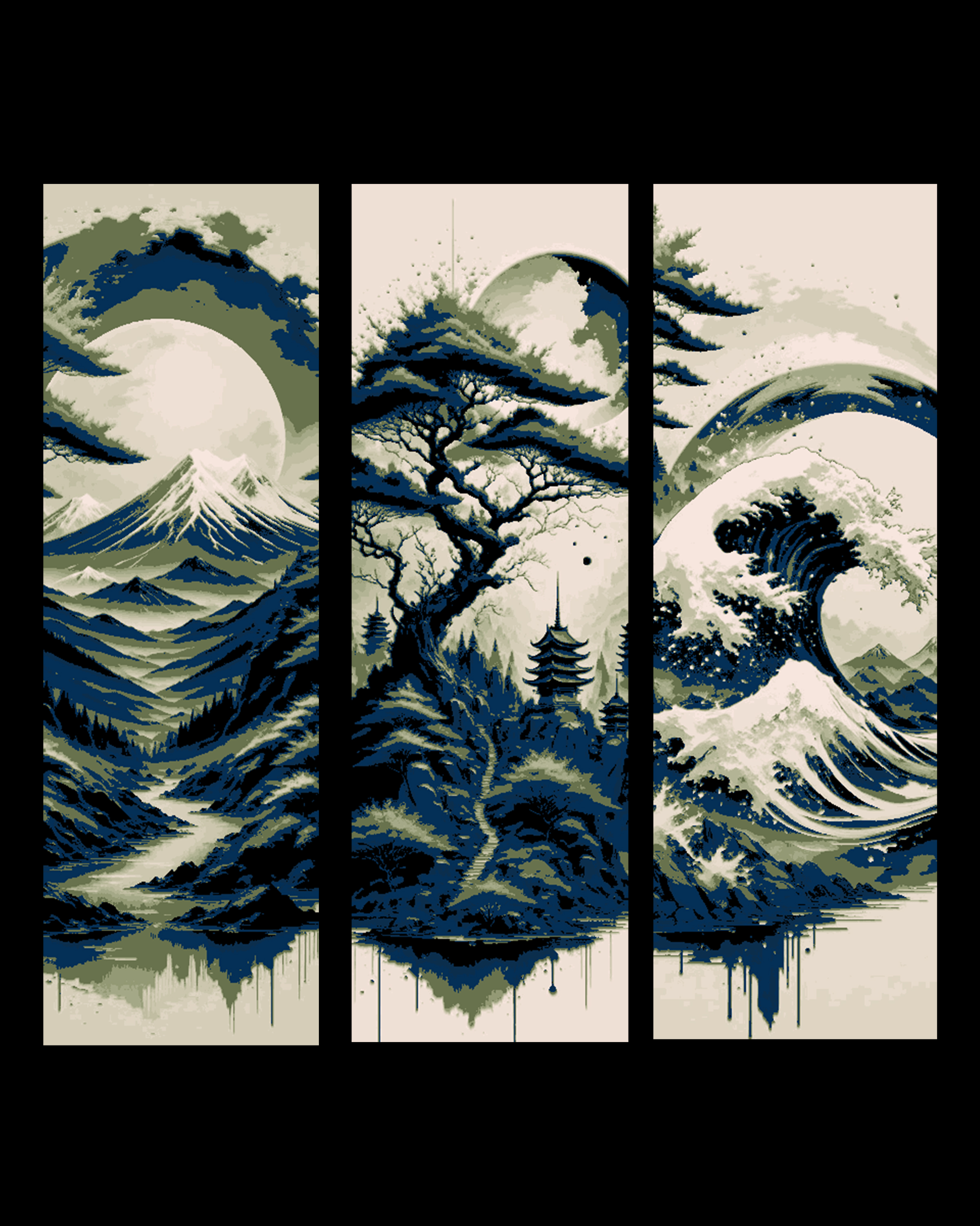 Airbrush designs sharing the Asian world - Temples, Trees and Mountains - set of bookmarks by BooneCo3d HueForge model: Airbrush designs sharing the Asian world - Temples, Trees and Mountains - set of bookmarks by BooneCo3d