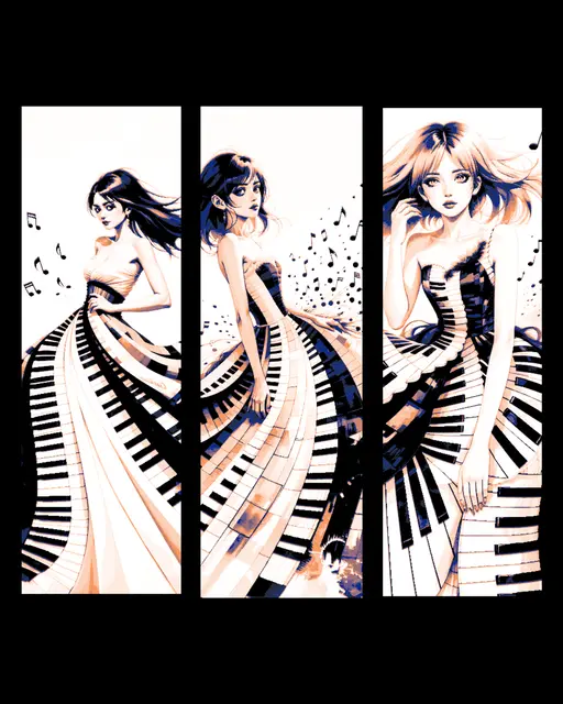 HueForge model: Piano keys and music are worn in beauty and style - Set of bookmarks by BooneCo3d