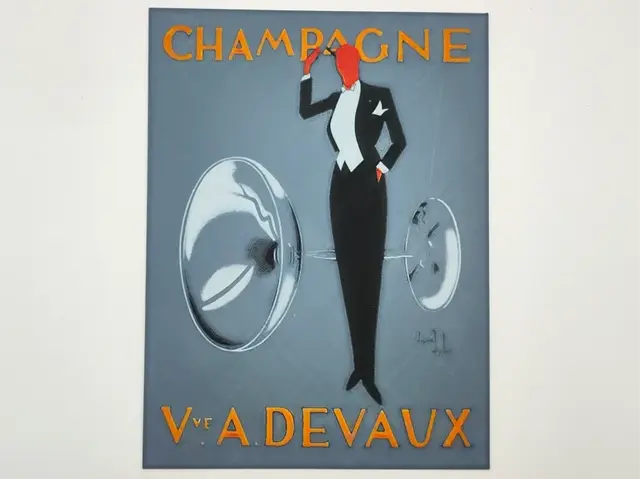 HueForge model: French vintage Champagne Devaux advertising poster by Altf4-Formation