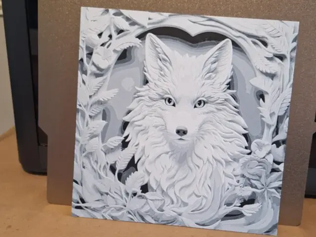 HueForge model: White fox - hueforge - 3d effect - 2 colours by 3dGlow