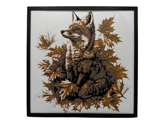 HueForge model: Fox in Autumn Leaves by Canadian Gamer
