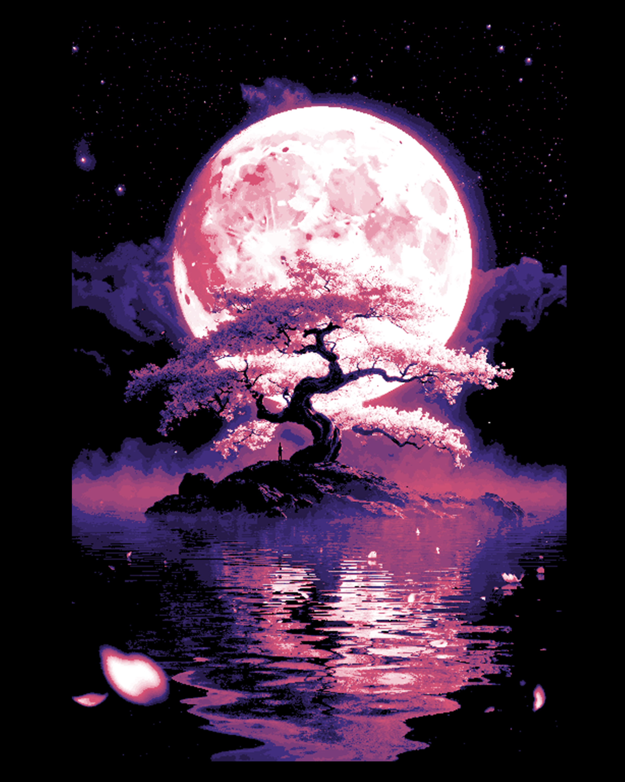Peace and Love sybolized by the cherry blossom and the glowing pink moon - Hueforge art by BooneCo3d HueForge model: Peace and Love sybolized by the cherry blossom and the glowing pink moon - Hueforge art by BooneCo3d