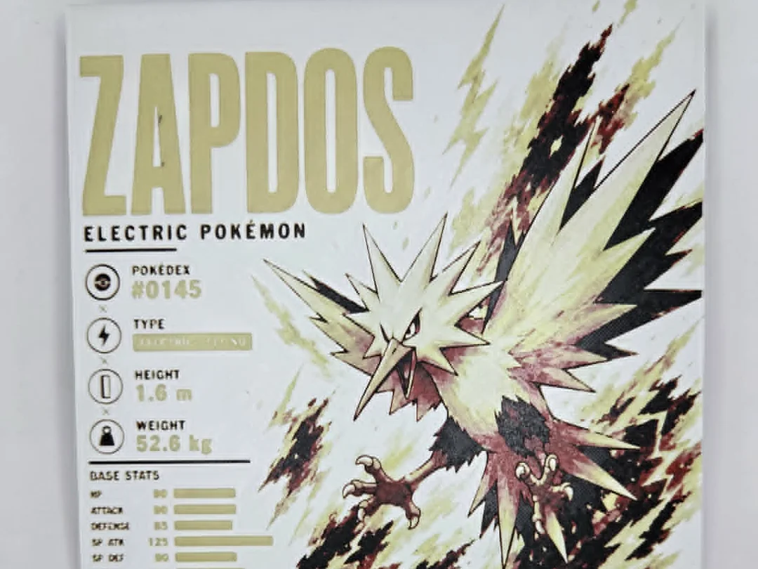 Zapdos Infographic Hueforge by 3Ree Printing HueForge model: Zapdos Infographic Hueforge by 3Ree Printing
