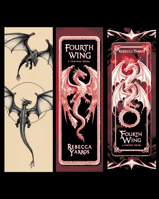 HueForge model: Fanart Set of Bookmarks for the Novel Fourth Wing By Rebecca Yarros by BooneCo3d