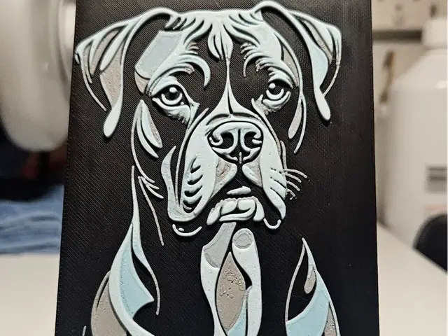 HueForge model: Dog Boxer Blue grey white art by Mano's 3d_Art