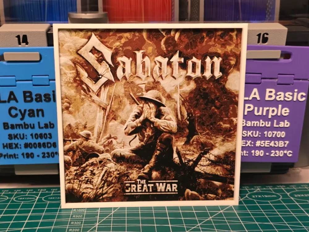 Sabaton "The Great War" Album - Hueforge Art by Lumpy3D HueForge model: Sabaton "The Great War" Album - Hueforge Art by Lumpy3D