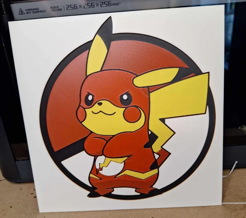 Pikachu flash - Hueforge - 4 Colours by 3dGlow HueForge model: Pikachu flash - Hueforge - 4 Colours by 3dGlow
