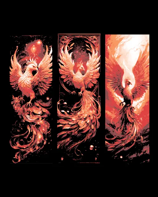 HueForge model: The Rising Phoenix of Fire - Set of 3 Bookmarks by BooneCo3d