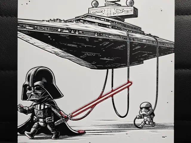 HueForge model: Walking the Force / Darth Vader w Star Destroyer by TheHueforgeLady
