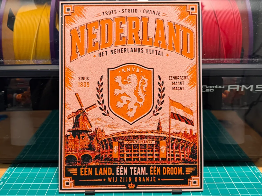 Netherlands National Football Team Poster HueForge by liv_3d HueForge model: Netherlands National Football Team Poster HueForge by liv_3d