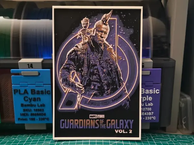 HueForge model: Guardians of the Galaxy Vol. 2 Poster - Hueforge by Lumpy3D