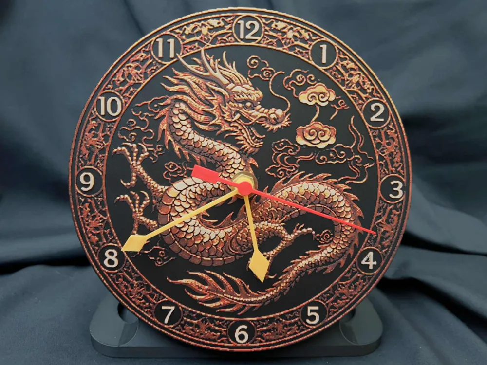 Chinese Dragon Celestial - Customizable Clock by 3djd HueForge model: Chinese Dragon Celestial - Customizable Clock by 3djd