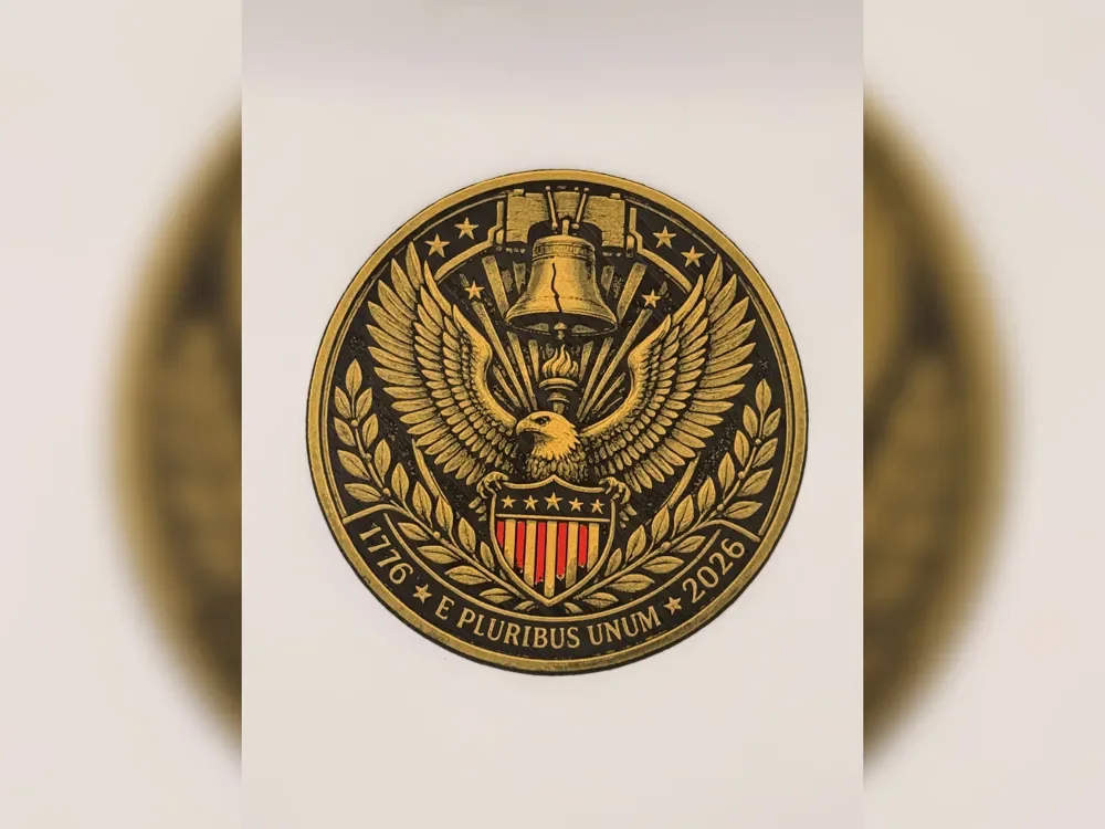 Liberty Bell Eagle Coin hueforge print by Thadius HueForge model: Liberty Bell Eagle Coin hueforge print by Thadius