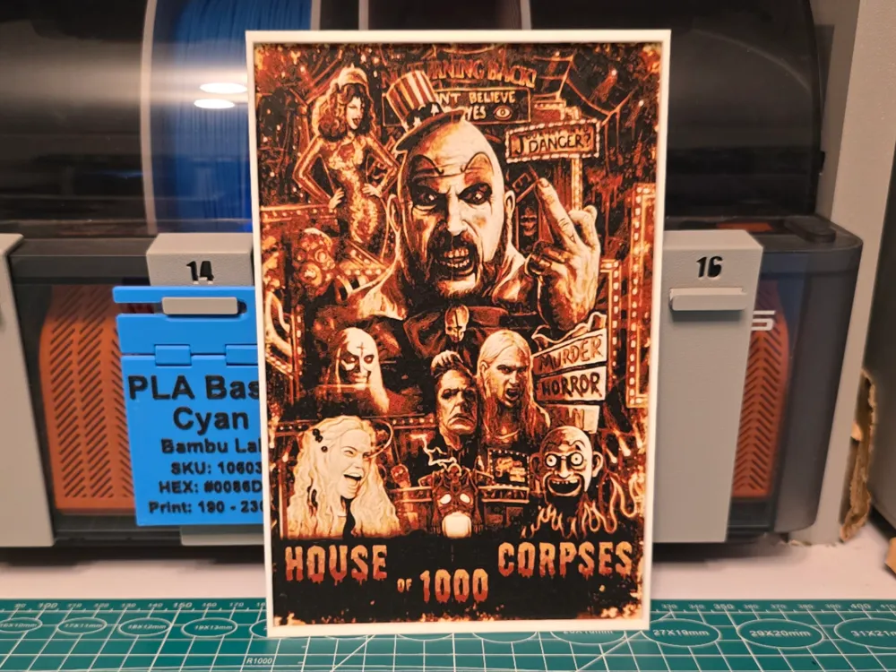 House of 1000 Corpses V2 Movie Poster - Hueforge by Lumpy3D HueForge model: House of 1000 Corpses V2 Movie Poster - Hueforge by Lumpy3D