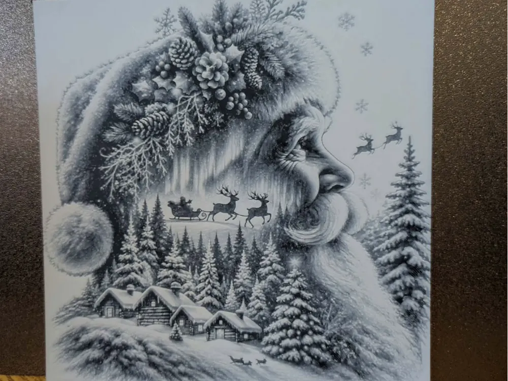 Father Christmas double exposure - hueforge by 3dGlow HueForge model: Father Christmas double exposure - hueforge by 3dGlow