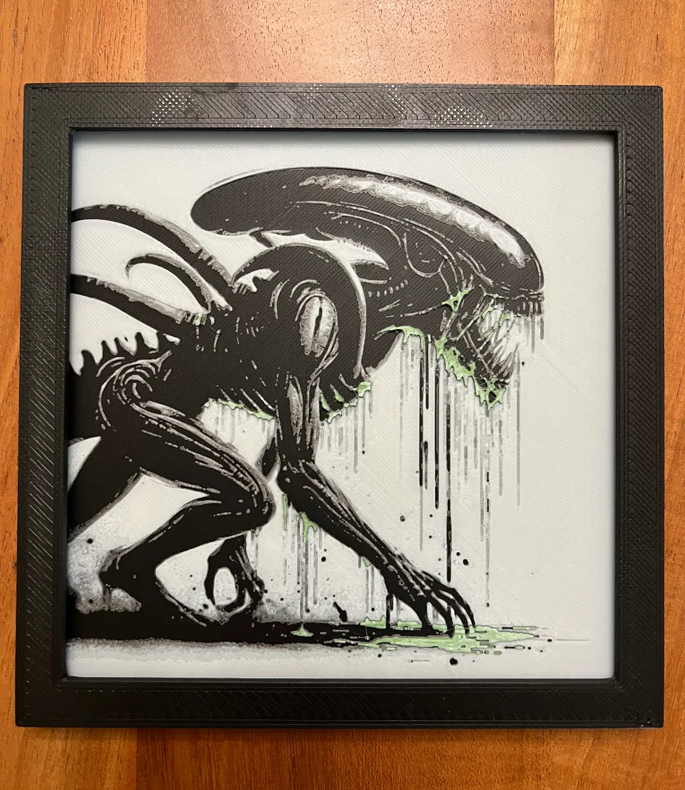 Xenomorph from Aliens Movies by JustBe 3D Printing HueForge model: Xenomorph from Aliens Movies by JustBe 3D Printing