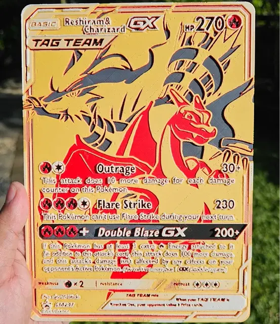 HueForge model: Oversized Pokemon Card Reshiram&Charizard Hueforge by Loki