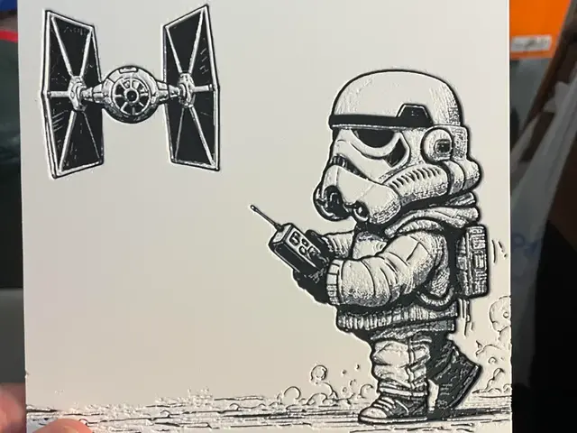 Stormtrooper flying an Tie Fighter Hueforge
