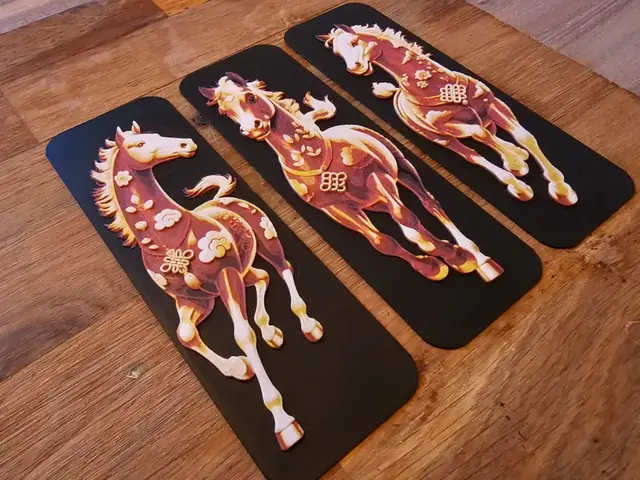 HueForge model: Special Bookmark Set, Horses Chinese NewYear Style by BLUSH Designs