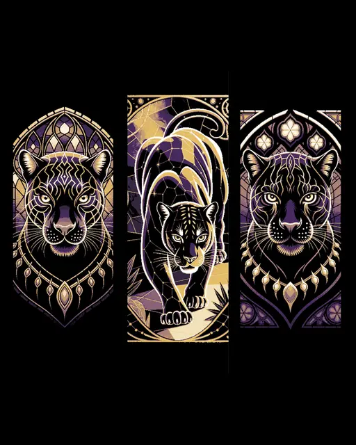 HueForge model: Black panthers are on the prowl - Set of Bookmarks in a Vector art style with a stained glass look by BooneCo3d