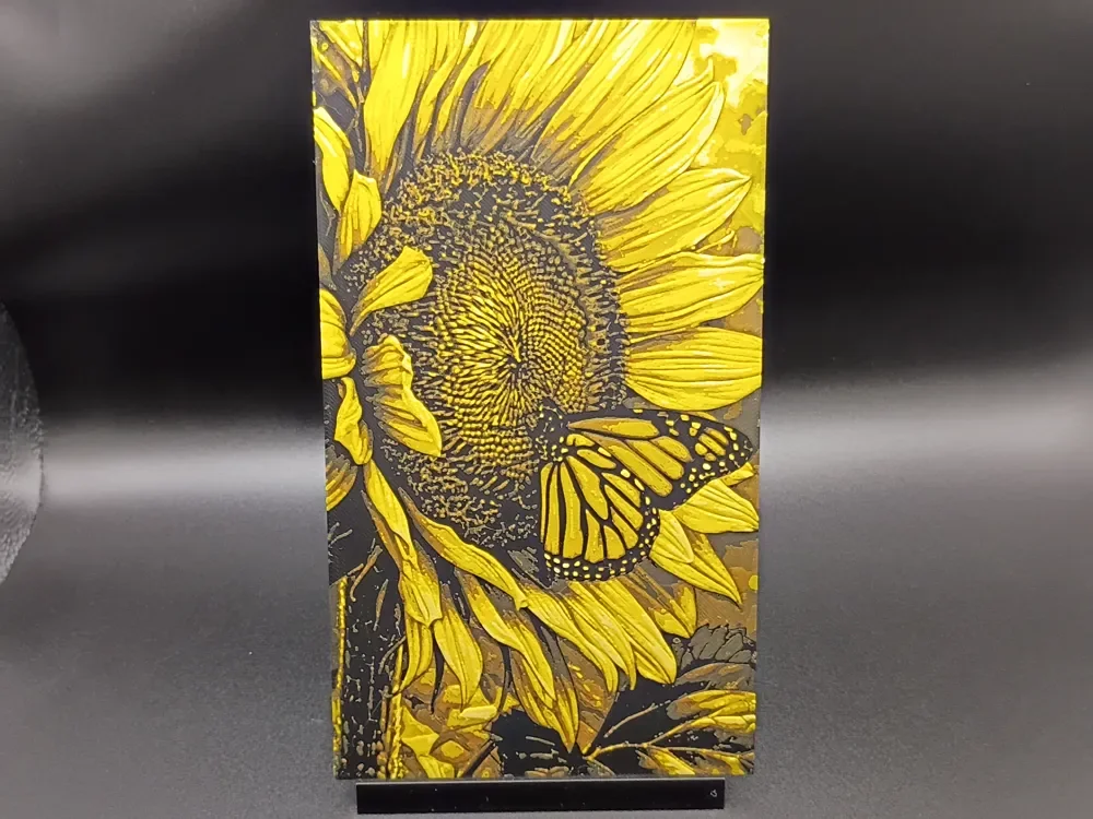Sunflower x Butterfly by 3djd HueForge model: Sunflower x Butterfly by 3djd