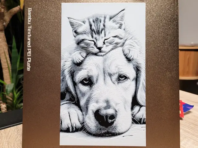 HueForge model: Dog & Kitten - Hueforge Black and White - 139x235 by Vincent111