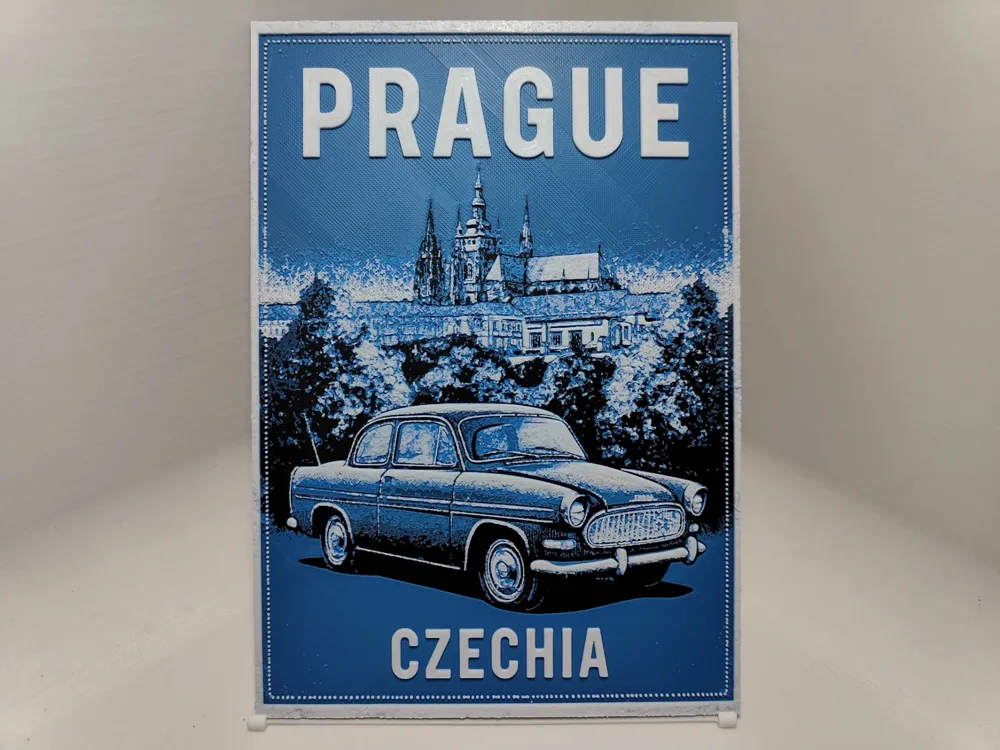 Vintage Travel Poster - Prague - Hueforge by BeaN HueForge model: Vintage Travel Poster - Prague - Hueforge by BeaN
