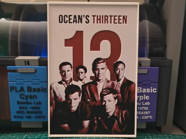 HueForge model: Ocean's Thirteen Movie Poster - Hueforge Art by Lumpy3D