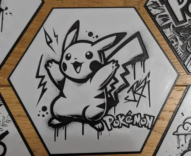 HueForge model: Pokemon Pikachu Hueforge Hex Hexagon by Seb3D