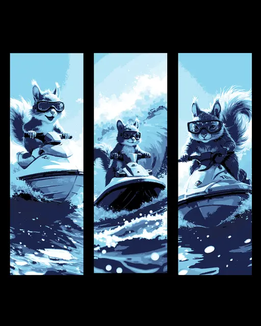 HueForge model: Blazing a line on the surf with his Jet ski - Squirrel Power!!  Set of bookmarks by BooneCo3d