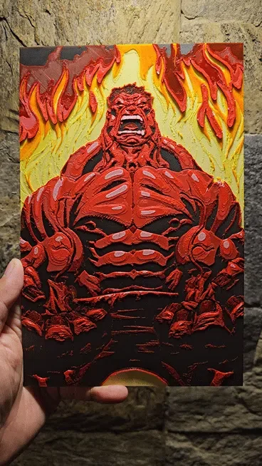Red Hulk Comic Book Cover Hueforge by Loki HueForge model: Red Hulk Comic Book Cover Hueforge by Loki