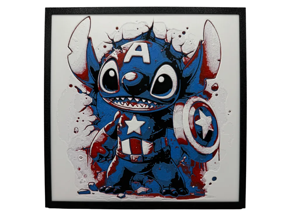 Stitch - Captain America Cosplay by Canadian Gamer HueForge model: Stitch - Captain America Cosplay by Canadian Gamer