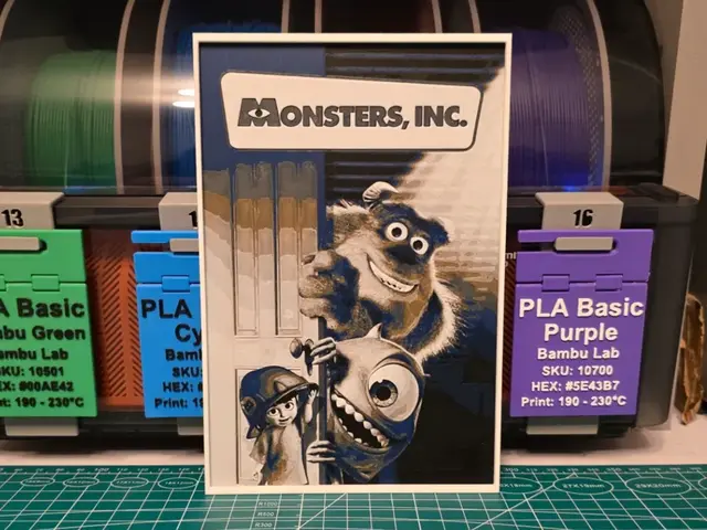 HueForge model: Monsters, Inc. Movie Poster - Hueforge Art by Lumpy3D