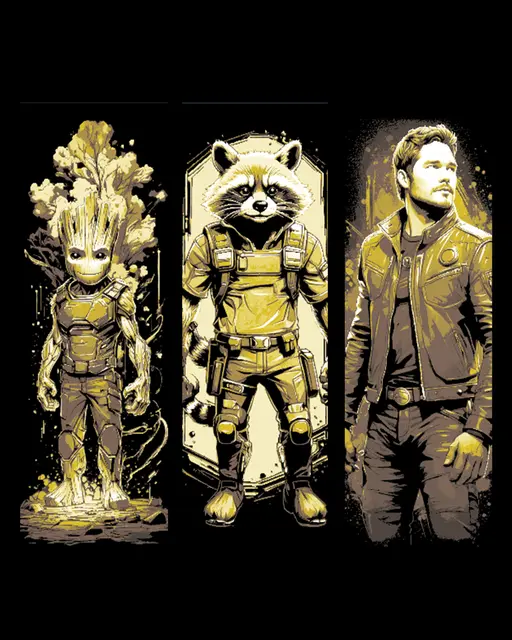 Fanart Set of Bookmarks from Guardians of the Galaxy - Rocket, Groot and Star-Lord