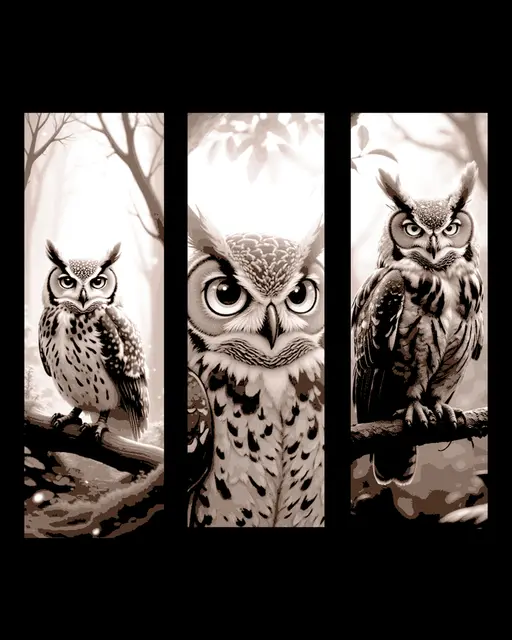 HueForge model: The owl watching every move - Set of Bookmarks by BooneCo3d