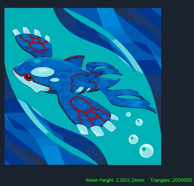 HueForge model: Kyogre - Pokemon Hueforge by Canadian Gamer
