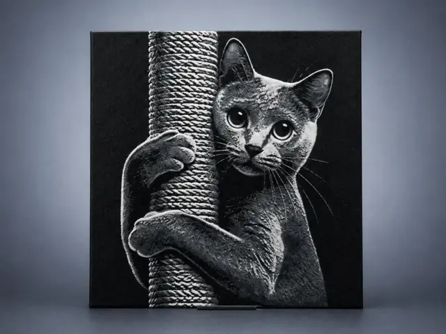 HueForge model: Russian Blue cat with scratching post by Aleksandr
