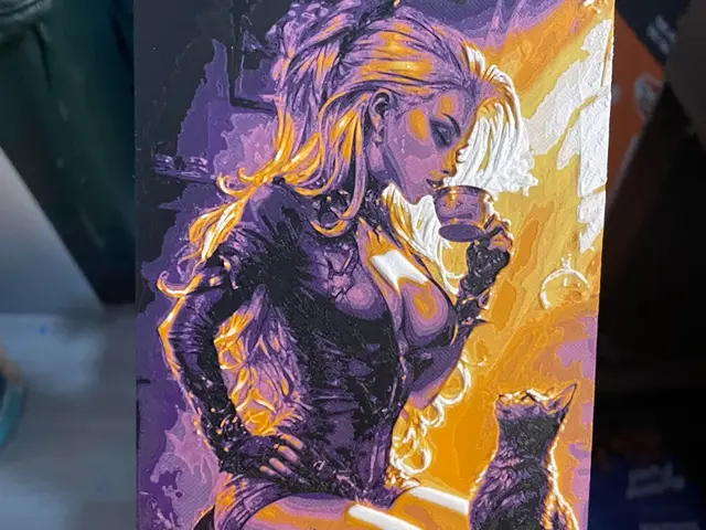 HueForge model: Woman drinking with her Cat Hueforge by Advancedtechworldwide