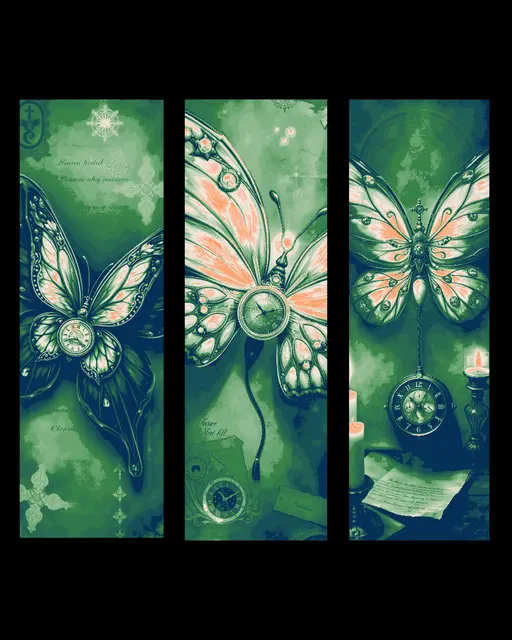the unique designs of the steampunk butterfly - set of bookmarks