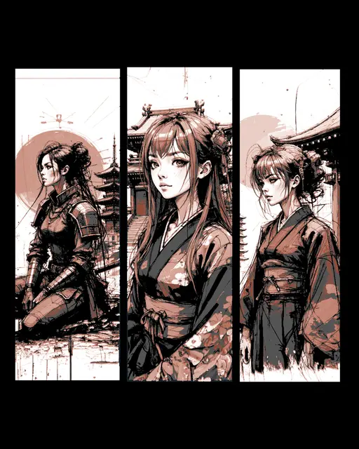HueForge model: Sketches of beautiful women living in the orient - set of bookmarks by BooneCo3d