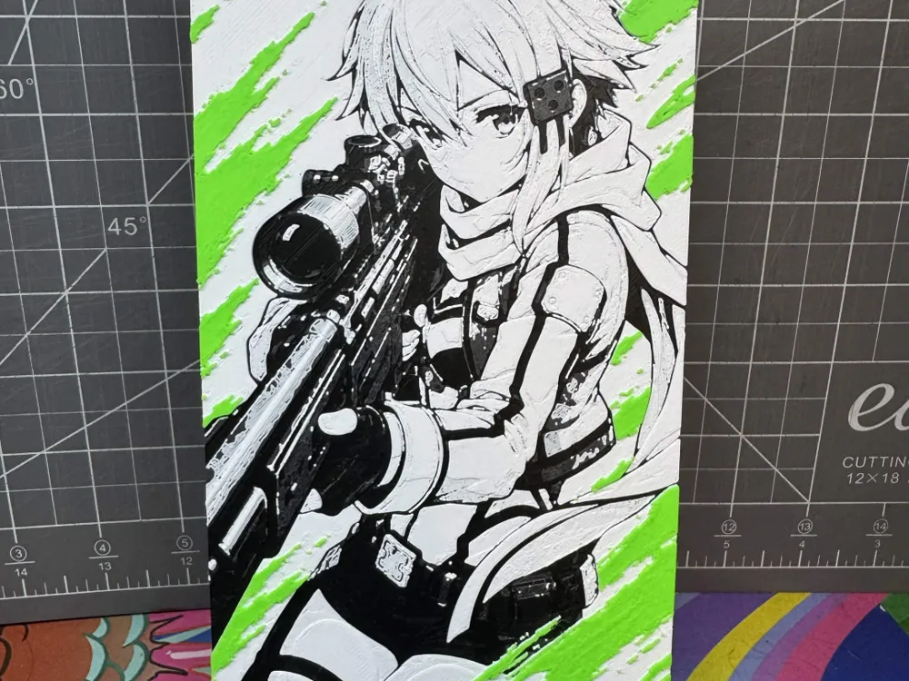 Hueforge of Sinon from Sword Art Online by SBC Creations HueForge model: Hueforge of Sinon from Sword Art Online by SBC Creations