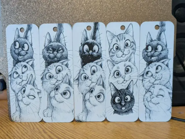 HueForge model: Crazy cat - set of 5 bookmarks - 2 colours by 3dGlow