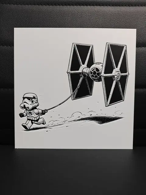 HueForge model: Taking the TIE for a Stroll / Stormtrooper and Tie Fighter by TheHueforgeLady