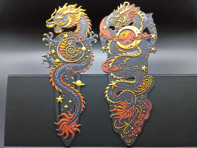 HueForge model: Galactic Dragon Bookmark Set by 3djd