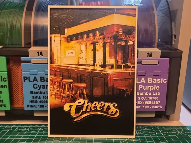 HueForge model: Cheers Poster - Hueforge Art by Lumpy3D