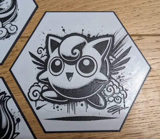 HueForge model: Pokemon Jigglypuff Rondoudou Hueforge Hex Hexagon by Seb3D