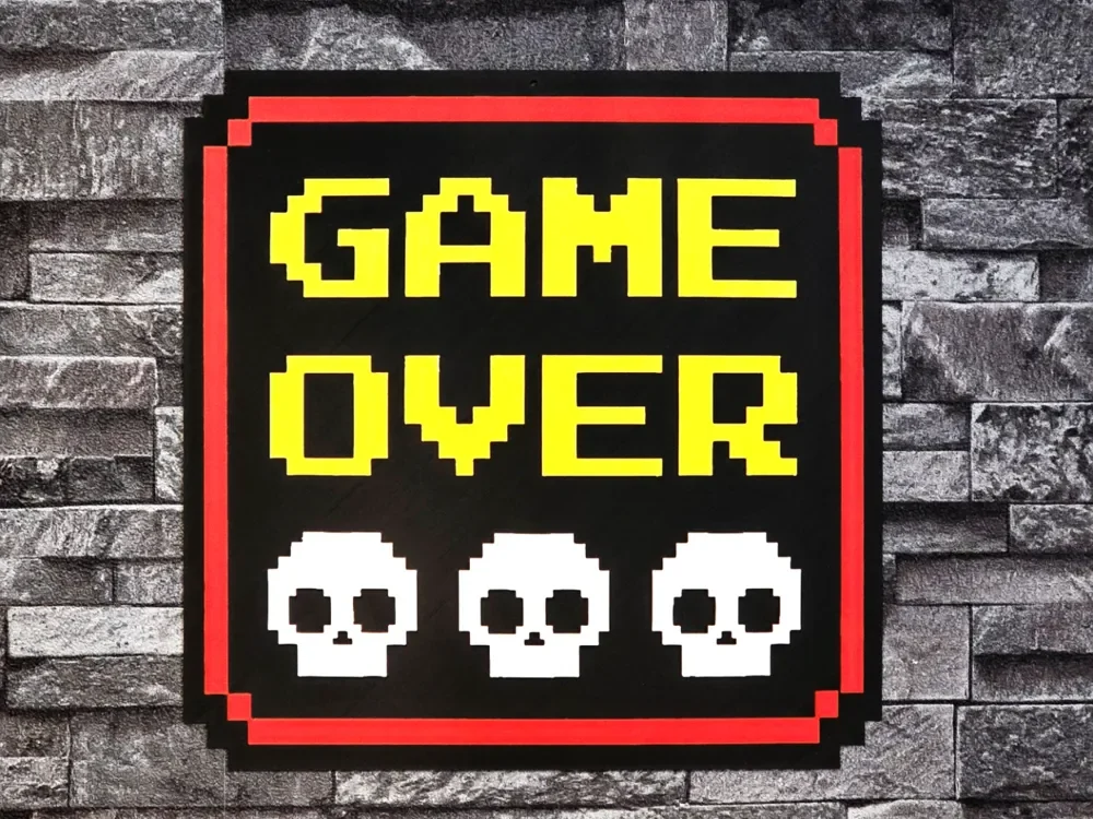 Hueforge GameOver RetroGame Pixel by StefBull85 HueForge model: Hueforge GameOver RetroGame Pixel by StefBull85